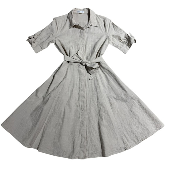 Calvin Klein Safari Dress Oat Size 4 Midi Dress - Picture 2 of 6